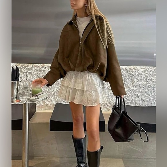 NWT Brown Bomber Jacket - Picture 6 of 11